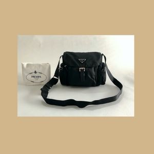 AUTH Prada Black Tessuto Cross Body Shoulder Bag